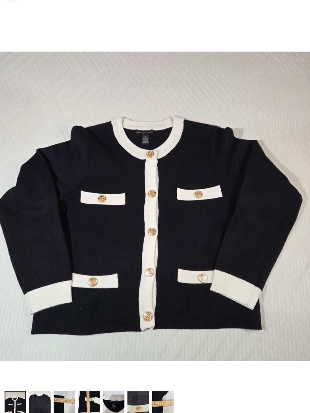 Carolyn Taylor black and Cream Blazer with Gold Buttons Size XL